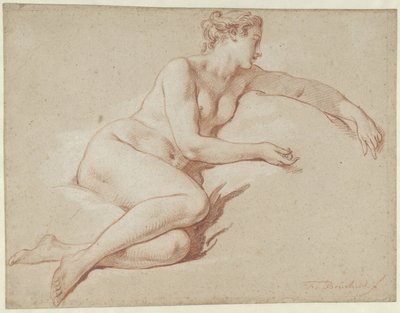 Liggend vrouwelijk naakt, naar rechts door François Boucher