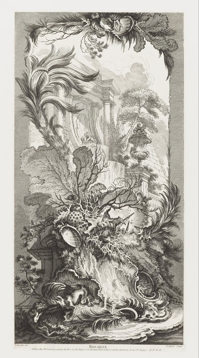 Rocaille [Rococo-design] in Nouveaux Morceaux pour des paravents [Nieuwe concepten voor schermen] door François Boucher