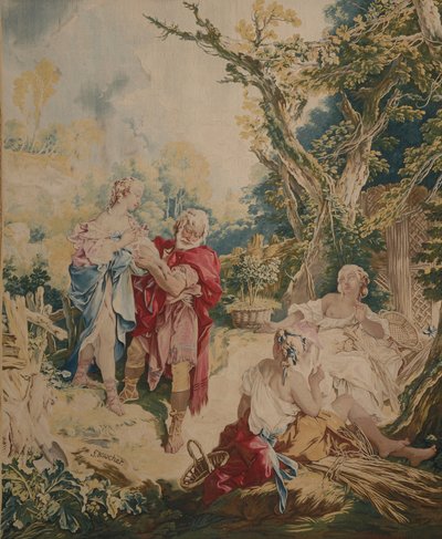 Wandtapijt met Psyche en de Mandenvlechter door François Boucher
