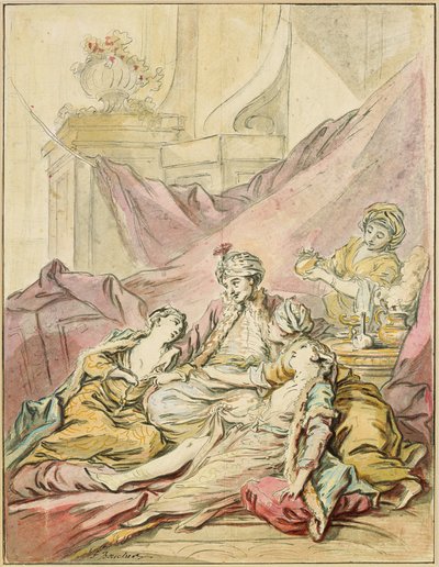 De pasja in zijn harem, ca. 1735-1739 door François Boucher