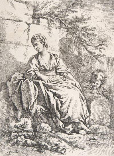 Het rustende meisje door François Boucher