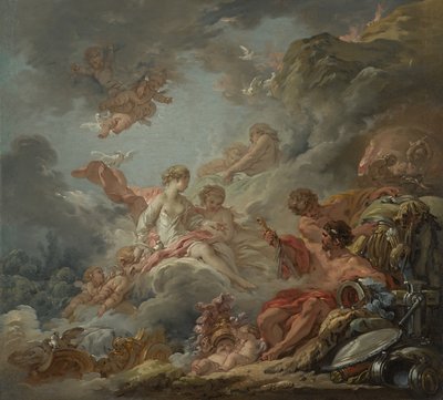 Vulcanus presenteert wapens aan Venus voor Aeneas door François Boucher