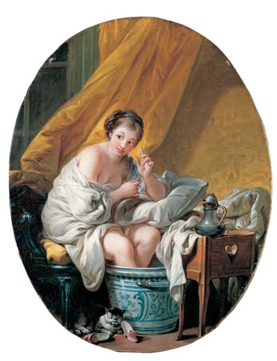 Jonge vrouw neemt een voetbad, 1766 door François Boucher
