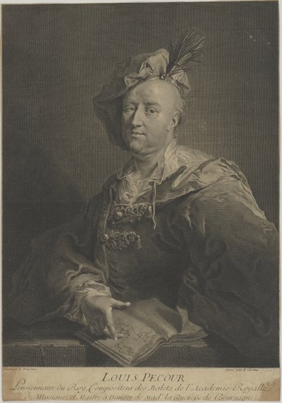 Portret van de danser en choreograaf Louis Pécour 1653-1729, ca 1720 door François Chereau