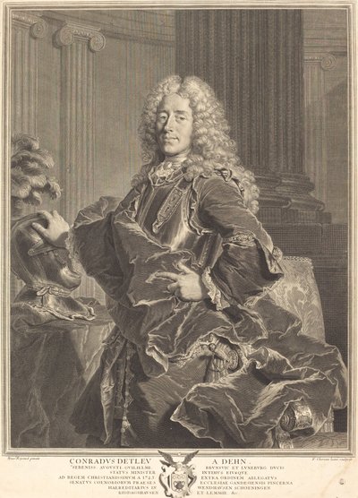 Conradus Detleu von Dehn door François Chereau I after Hyacinthe Rigaud