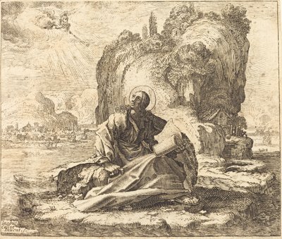 Sint Jan op het eiland Patmos door François Collignon after Jacques Callot