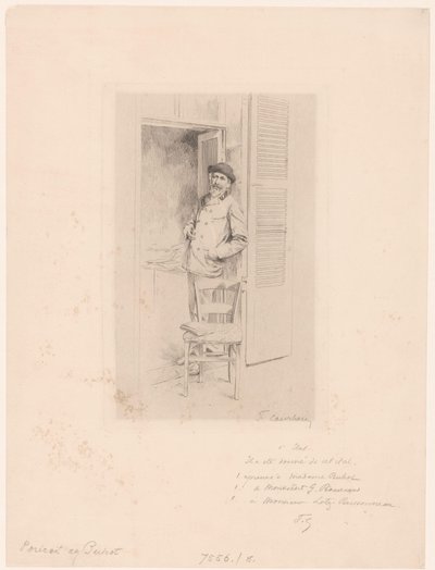 Portret van Félix Hilaire Buhot door François Courboin (signed by artist)