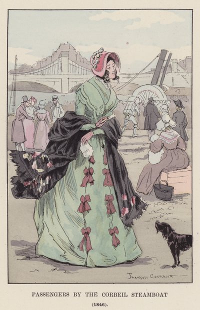 Passagiers met de Corbeil-stoomboot, 1846 door François Courboin