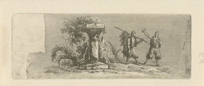 Landschap met twee Griekse vissers door François Joseph Pfeiffer (II)