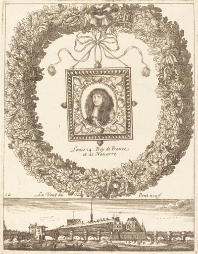 La veue du Pont Neuf; Louis XIV Roy de France et de Navarre door François Le Febvre