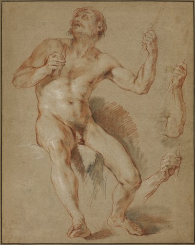 Hercules zittend, studie voor Hercules en Omphale door François Le Moyne