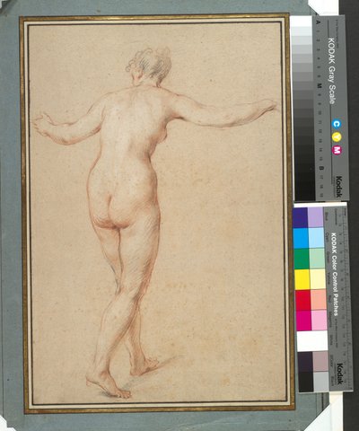 Staande vrouwelijke naakt van achteren gezien, ca. 1722 door François Lemoyne