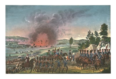 Terugtocht van de Fransen na de slag bij Leipzig, 19 oktober 1813 door François Pigeot