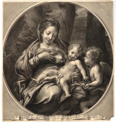 François Spierre - Madonna del Latte (Maagd en kind met een engel), naar Correggio, W,8.14 door François Spierre