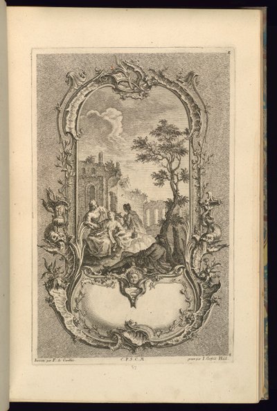 Ontwerp voor Cartouche met Grote en Kleine Compartimenten door François de Cuvilliés the Elder