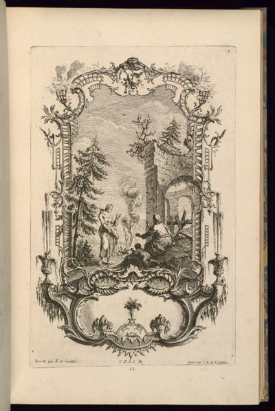 Ontwerp voor Cartouche met Grote en Kleine Compartimenten door François de Cuvilliés the Elder