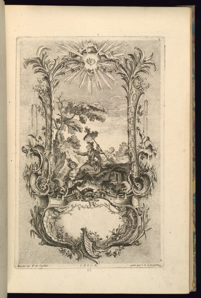 Ontwerp voor Cartouche met Grote en Kleine Compartimenten door François de Cuvilliés the Elder