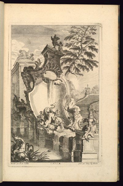 Ontwerp voor Fontein met Putto die op een Dolfijn Rijdt door François de Cuvilliés the Elder