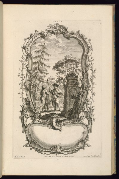 Ontwerp voor een cartouche met grote en kleine compartimenten door François de Cuvilliés the Elder