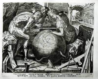 Geometrie, gegraveerd door Hieronymus Cock door Frans Floris