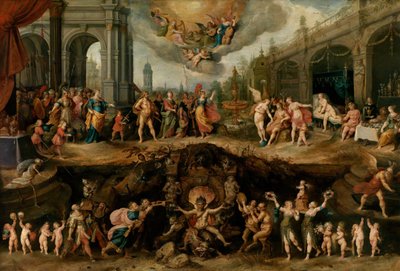 Man Die Moet Kiezen tussen de Deugden en Ondeugden, 1635 door Frans Francken the Younger