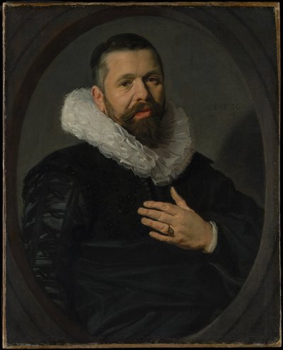 Portret van een bebaarde man met een kraag door Frans Hals