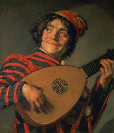 Portret van een Nar met een Luit door Frans Hals