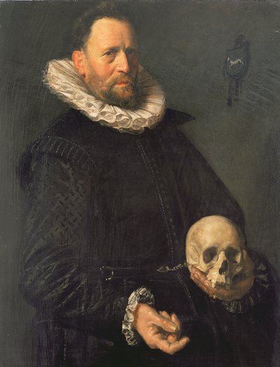 Portret van een Man met een Schedel, ca. 1611-12 door Frans Hals