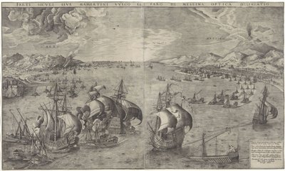 Zeeslag in de Straat van Messina door Frans Huys