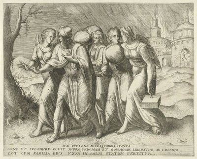 Lot verlaat Sodom door Frans Menton