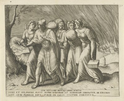 Lot verlaat Sodom door Frans Menton