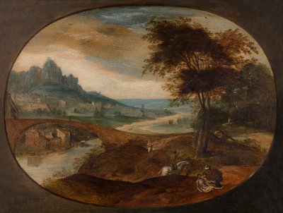 Landschap met de barmhartige Samaritaan door Frans Mostaert