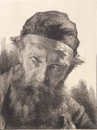 Oude man met baard en zwarte kalot door Frans Schwartz