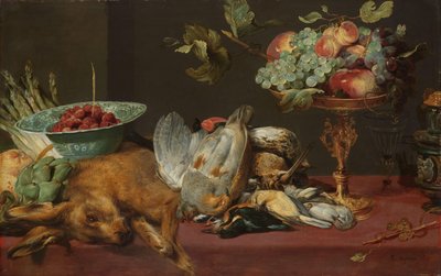 Stilleven met dood wild, fruit en groenten door Frans Snijders