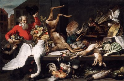 Stilleven met Dood Wild, Fruit en Groenten op een Markt door Frans Snyders
