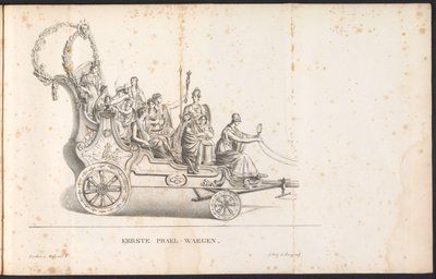 Eerste praalwagen in de optocht voor de Heilige Rombout, 1825 door Frans Vervloet