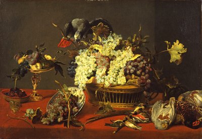 Stilleven met grijze papegaai, ca. 1630 door Frans and workshop Snyders