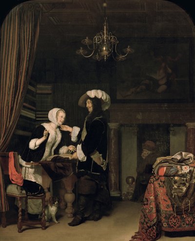 Ruiter in de Winkel door Frans van Mieris the Elder