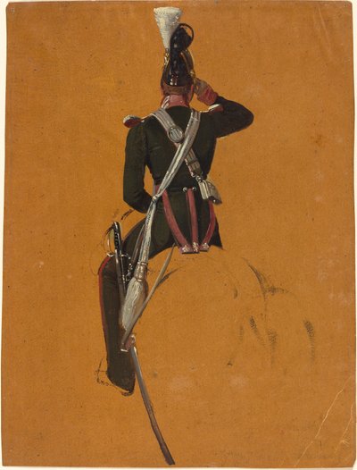 Een Bereden Cavalerieofficier van Achteren Gezien door Franz Adam