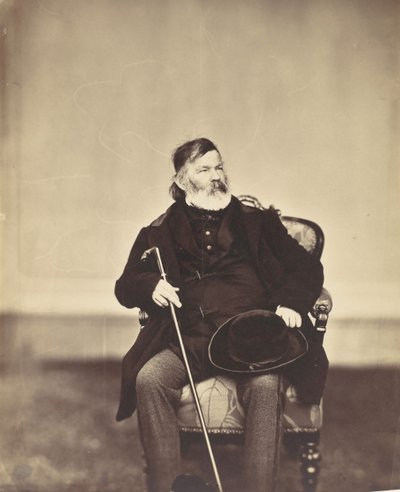 Zittende man met stok en hoed, 1850-60s door Franz Antoine