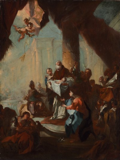 Studie voor De Presentatie van Christus in de Tempel voor Sint Ulrich, Wenen, ca. 1750 door Franz Anton Maulbertsch