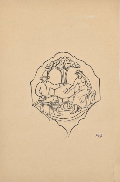 Boerenpaar (hoekvulling van een meubelstuk?) door Franz Barwig d. Ä.