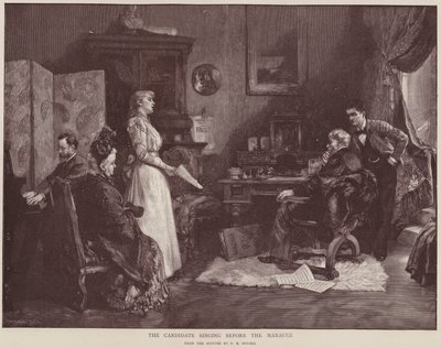 De kandidaat zingt voor de manager (litho) door Franz Bohumil Doubek