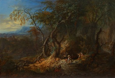 Boslandschap met vrij uitzicht links door Franz Christoph Janneck