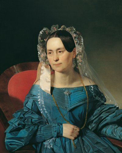 Dame in blauwe jurk door Franz Eybl