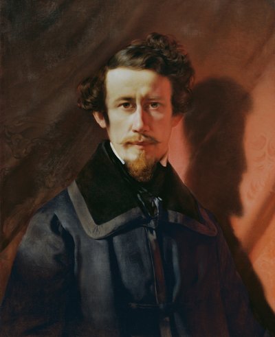 Zelfportret voor Rode Achtergrond door Franz Eybl