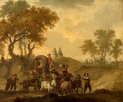 Landschap met bagagewagen door Franz Ferg