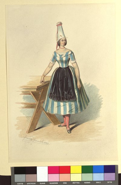 Ida Schuselka-Brüning als französische Bäuerin in "Maria die Tochter des Regiments" door Franz Gerasch