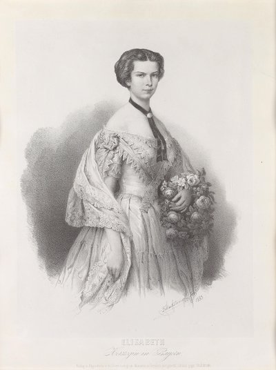 Portret van keizerin Elisabeth van Oostenrijk, 1853 door Franz Hanfstaengl