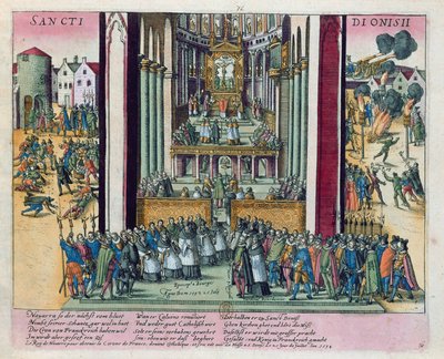 Afzwering van Hendrik IV en bekering tot het katholicisme in St. Denis op 15 juli 1593 door Franz Hogenberg